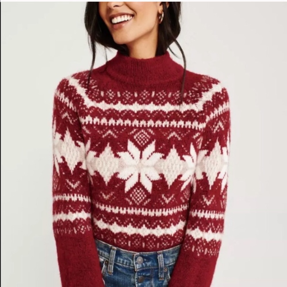 Abercrombie Fair Isle Mock Neck Sweater